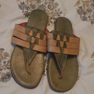BED|STU Green and Tan Sandals
